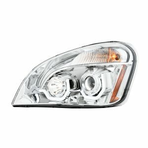 FREIGHTLINER CASCADIA CHROME PROJECTOR HEADLIGHT W/ WHITE LED RUNNING LIGHT